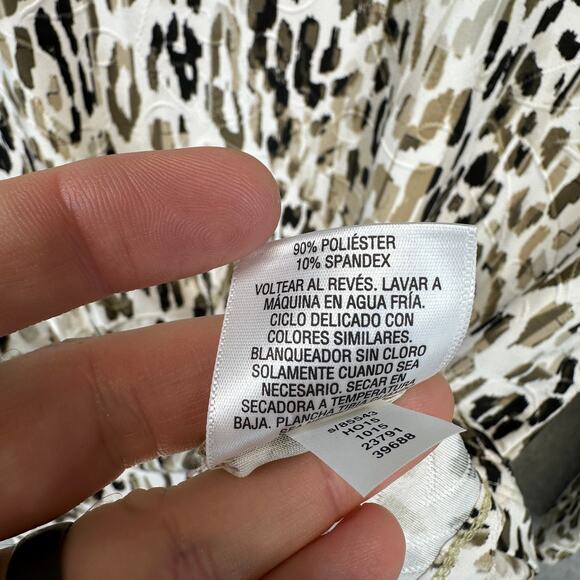 JM Collection Animal-Print Jacquard Top Womens Size PL Multicolor 3/4 Sleeve - Picture 7 of 13